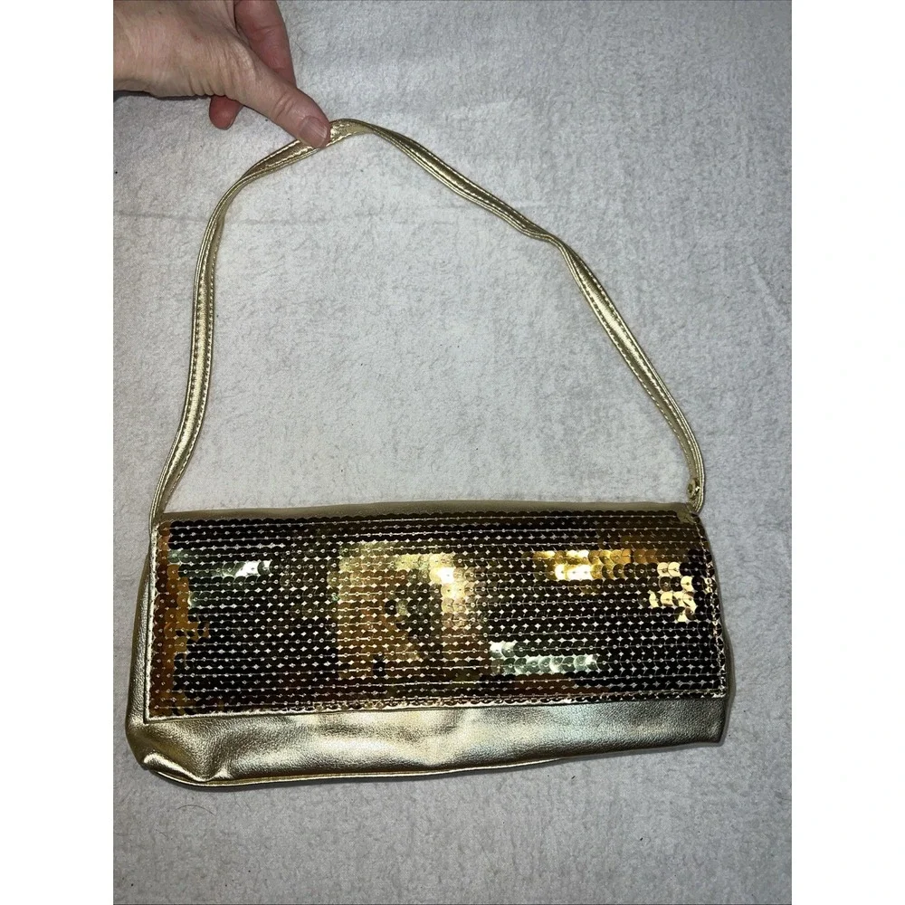 Festive / Party Bag & Purse VTG Tote Bag 2PC Set Gold Metallic Sequins‎ NWOT NEW